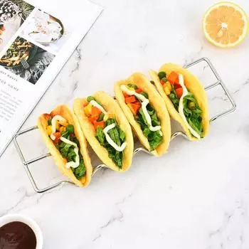 Подставка для тако из нержавеющей стали, держатель для тако, можно мыть в посудомоечной машине, вмещает 4 тако, кухонные принадлежности для гриля, буррито, форма для тортильи, духовка A