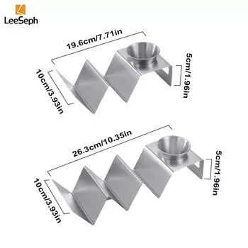 Подставка для тако Leeseph, подставка для тако из нержавеющей стали с чашкой для приправ, тарелка для блинов тако для домашней вечеринки в ресторане