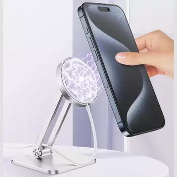 Подставка для телефона MagSafe Charger из алюминиевого сплава, настольная подставка-держатель, док-станция для беспроводной зарядки iPhone 15 14 13 12 Pro Max серебряный
