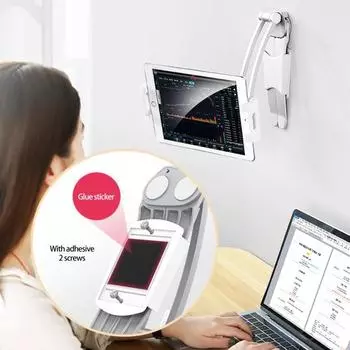 Подставка для телефона на 360 градусов, ленивый алюминиевый умный стол, настенный вращающийся кронштейн для телефона и планшета для дома чёрный