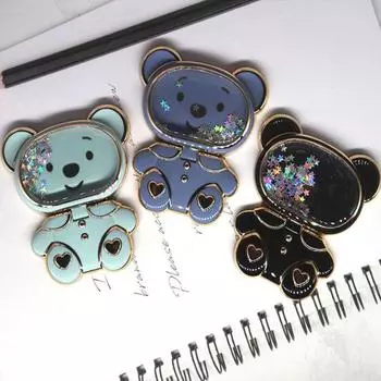 Подставка для телефона с зеркалом, устойчивое вращение, блестящий медведь, блестящая мультяшная 360-градусная настольная подставка для телефона, держатель для мобильного телефона белый