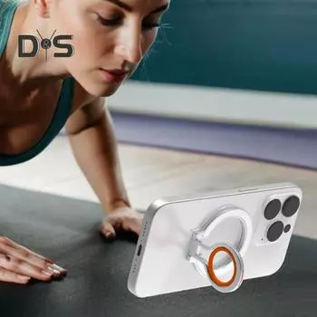 Подставка для телефона, складное алюминиевое кольцо-держатель с магнитами N52, беспроводная зарядка, вращение на 360 градусов, подставка для телефона, поддержка MagSafe оранжевый/чёрный