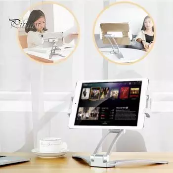 Подставка для телефона, вращение на 360 градусов, растягивающийся стол из алюминиевого сплава, настенный кронштейн для смартфона, планшета, ленивый кронштейн для дома чёрный