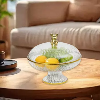 Подставка для торта Фруктовая тарелка с крышкой Украшение Хранение выпечки Поднос для сервировки Десерт для S