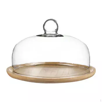 Подставка для торта из бамбука с куполом для угощений и демонстрации на вечеринке Light Brown M