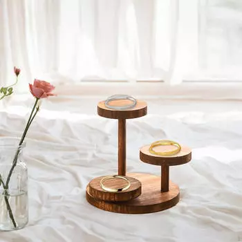 Подставка для торта из дерева, башня для кексов, полка для демонстрации на столешнице, легкая, прочная, многоуровневая деревянная подставка для растений Square 30x16cm