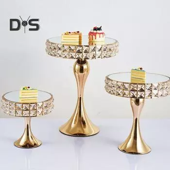 Подставка для торта, зеркальная поверхность, декоративная подставка в европейском стиле из искусственного хрусталя, подставка для десерта, украшение с пьедесталом для свадьбы