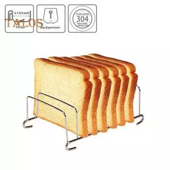 Подставка для тостов из нержавеющей стали на 8 слотов, поднос для охлаждения хлеба, прямоугольный держатель для тостов на кухне, нержавеющая подставка для хлеба для фритюрницы и гриля на открытом воздухе серебряный