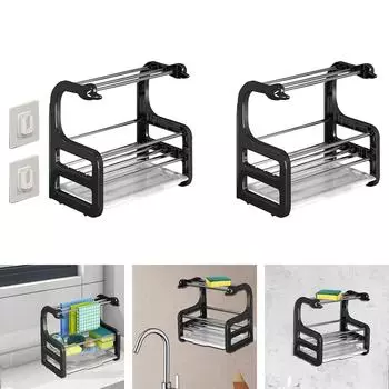 Подставка для тряпок, подставка для слива с поддоном для слива, держатель для кухонной губки из нержавеющей стали, подставка для губки для мытья посуды, тряпка для мытья посуды, щетка для мытья посуды