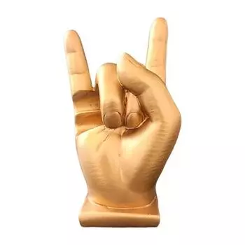 Подставка для украшений в виде жеста, многофункциональный держатель для ручек в виде барабанных палочек, полимерная скала, музыкальный аксессуар, декор с рок-н-ролльным настроением золотистый