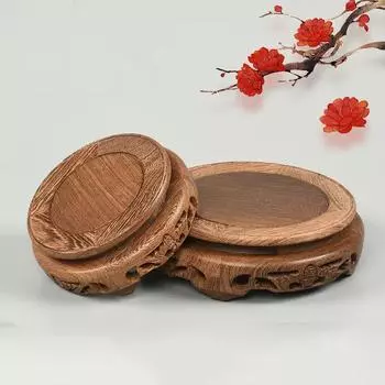 Подставка для украшения из красного дерева, подставка для вазы, статуя Будды, круглая подставка для цветочного горшка, подставка для бонсай, полая деревянная подставка