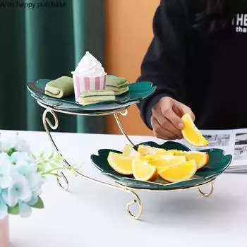 Подставка для украшения подноса для закусок из керамики Iron Art, подставка для закусок, фруктовая тарелка, миска для закусок из сухофруктов, конфетница, подставка для торта