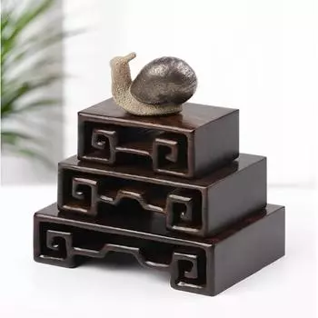 Подставка для украшения статуи Будды, черное сандаловое дерево, резьба, кронштейн ручной работы, массив дерева, редкий камень, печать