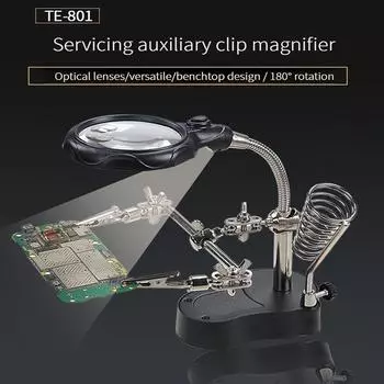 Подставка для утюга с увеличительным стеклом для сварки, зажим-зажим, третья рука, настольная лупа, инструмент для ремонта пайки