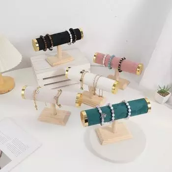 Подставка для ювелирных браслетов Вертикальная Т-образная стойка-органайзер для резинок для волос Домашняя организация Настольная витрина чёрный