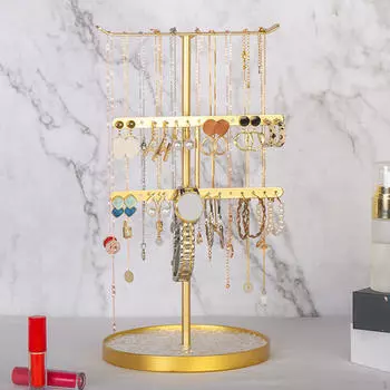 Подставка для ювелирных изделий, двухуровневая, выставочная стойка, органайзер, башня для хранения, столешница для свадебной вечеринки золотой