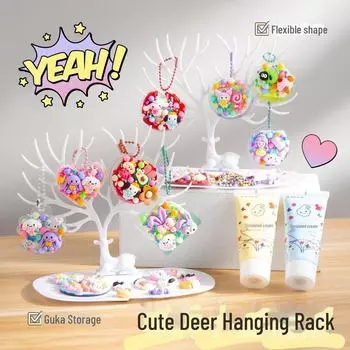 Подставка для ювелирных изделий и подвесок в виде оленя с брелоком и кукушкой 17*9.6*14 белый