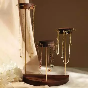 Подставка для ювелирных изделий из орехового дерева, ожерелье, кольцо, серьги, роскошная стойка для хранения браслетов, украшения, аксессуары, держатель для витрины ювелирных изделий для ювелирного органайзера