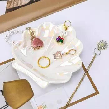 Подставка для ювелирных изделий из ракушек, держатель для колец, реалистичная форма, компактный размер, обручальное кольцо, ювелирные изделия