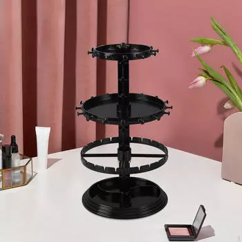 Подставка для ювелирных изделий, серьги и ожерелья, вращающийся органайзер, столешница чёрный