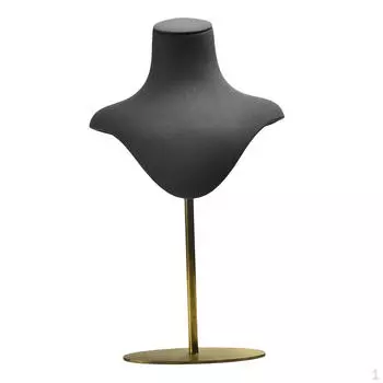 Подставка для ювелирных изделий Темно-серое кожаное ожерелье Половина бюста Витрина