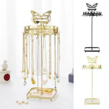 Подставка для ювелирных изделий в форме бабочки, держатель для ожерелий, съемная устойчивая основа, украшение для дома, органайзер для сережек, магазин, витрина для ювелирных изделий золотистый