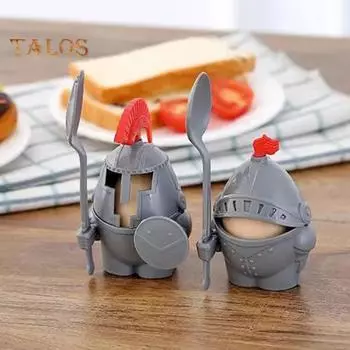 Подставка для вареных яиц, дизайн рыцаря, легко моется, многоразовый жесткий пластиковый держатель для яиц с ложкой, детские игрушки A