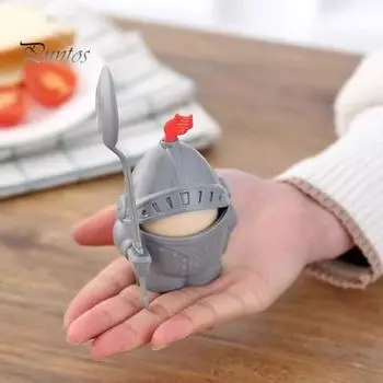 Подставка для вареных яиц, дизайн рыцаря, легко моется, многоразовый жесткий пластиковый держатель для яиц с ложкой, детские игрушки A