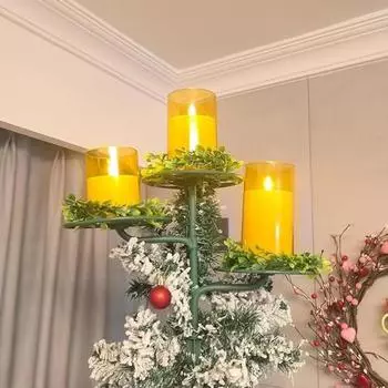 Подставка для верхушки рождественской елки, зеленый подсвечник, верхушка для елки, подставка для свечей, регулируемая основа для верхушки елки для внутреннего декора A