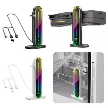 Подставка для видеокарты с нескользящим основанием, прочная, несущая способность, регулируемая высота, дисплей температуры B чёрный