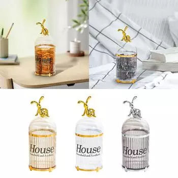 Подставка для вилок для фруктов Настольное хранилище для вилок с крышкой Бытовые банки для конфет Кофе Сухофрукты Печенье Центральная часть коричневый