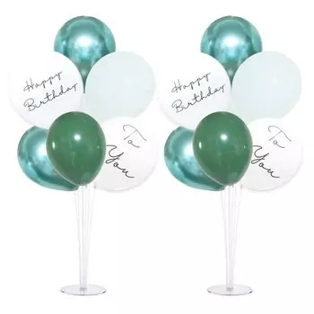 Подставка для воздушных шаров La Kissa, набор воздушных шаров, украшение на день рождения, держатель для воздушных шаров на пол, для мальчиков и девочек, матовый металл, микс из 2 комплектов, зеленые воздушные шары (2 + (День рождения), СМЕШИВАНИЕ)