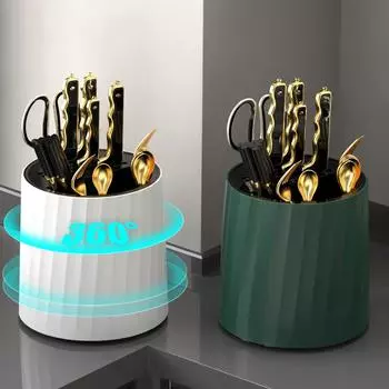 Подставка для вращающегося ножа Многофункциональная вращающаяся подставка для ножей Съемные палочки для еды Столовые приборы Емкость для хранения кухонных принадлежностей