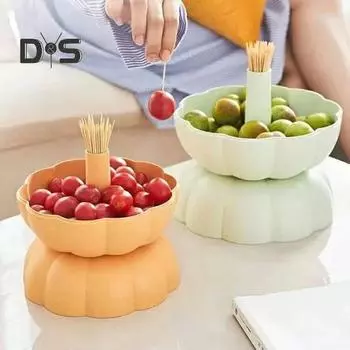 Подставка для закусок из тыквы с крышкой, подставка для фруктов в виде тыквы, прочный органайзер для хранения вилок, декор для вечеринки на Хэллоуин, День благодарения, осенняя вечеринка, поднос для конфет жёлтый