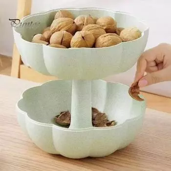 Подставка для закусок из тыквы с крышкой, подставка для фруктов в виде тыквы, прочный органайзер для хранения вилок, декор для вечеринки на Хэллоуин, День благодарения, осенняя вечеринка, поднос для конфет зелёный