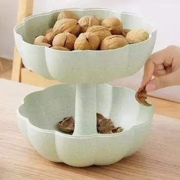 Подставка для закусок из тыквы с крышкой, подставка для фруктов в форме тыквы, прочный органайзер для хранения вилок, декор на Хэллоуин, День благодарения, осенняя вечеринка, поднос для конфет зелёный