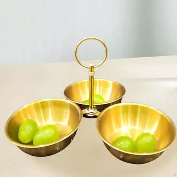 Подставка для закусок с мисками, 3-секционный поднос для закусок серебряный