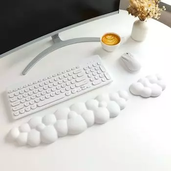 Подставка для запястья Keyboard Cloud с мягкой кожаной подставкой из пеноматериала с эффектом памяти для удобного набора текста и облегчения боли в офисе розовый