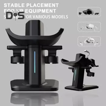 Подставка для зарядки гарнитуры RGB VR, стойка для хранения, высокостабильный нескользящий дизайн, держатель игрового контроллера для Meta Quest 3 чёрный