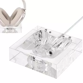 Подставка для зарядки наушников Geekria, совместимая с док-станцией для зарядки AirPods Max из акрила, зарядная база с режимом энергосбережения в режиме сна (USB-C) (чистый)