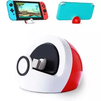 Подставка для зарядки, совместимая с Nintendo Switch/Switch Lite/Switch OLED, док-станцией Cute Switch, портом USB-C красный