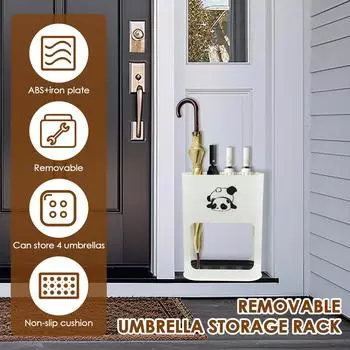 Подставка для зонта со съемным поддоном для сбора капель. Нескользящая стойка для хранения зонтов. Стильное место для хранения в помещении в углу у входа. чёрный