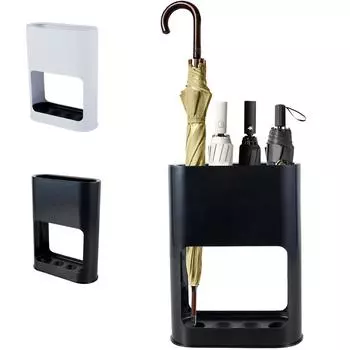 Подставка для зонтов, держатель для трости с поддоном для сбора капель, органайзер для экономии места, складной зонт, ведро для зонтов, декор для дома и офиса чёрный