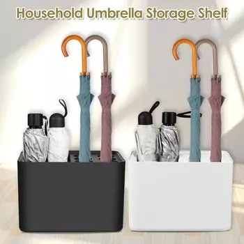 Подставка для зонтов, стойка для зонтов со съемным поддоном для сбора капель, нескользящее основание, экономящий место держатель для хранения зонтов в доме белый