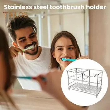Подставка для зубной пасты Настольная вентиляция Нержавеющая практичная 3/4 слота Органайзер для аксессуаров для ванной комнаты Использование в отеле Small серебряный
