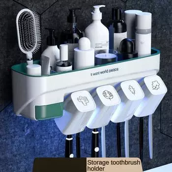 Подставка для зубных щеток Безударная чашка для полоскания Зубная чашка Настенная ванная комната Настенный ящик для хранения Набор чашек для чистки зубов Three cups