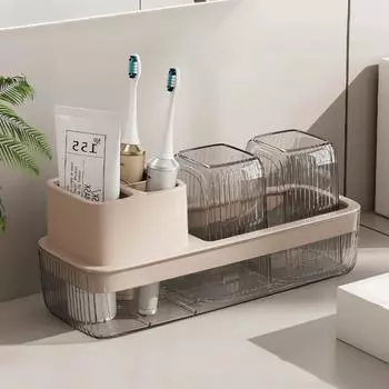 Подставка для зубных щеток, держатель для зубных щеток, подставка для электрических зубных щеток, столик для хранения зубных чашек для ванной, семейная пара, ящик для хранения чашек для ополаскивателя полости рта прозрачный