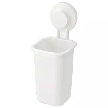 Подставка для зубных щеток IKEA с присоской, белая TISKEN: кружка, (503.812.95)