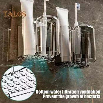 Подставка для зубных щеток в ванной комнате, прозрачный дизайн, простая установка, настенная прозрачная подставка для зубной пасты чистый