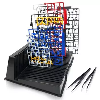 Подставка Gunpla вмещает до 25 предметов или вмещает до 42 глубины [Tmwinners] (Г-образный/Прямоугольный/Детали банки) (Канавка 3,0 мм - 5 мм)